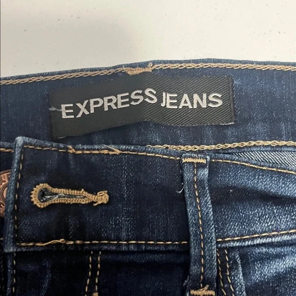 Express Blue Ripped Denim Shorts - Picture 3 of 8